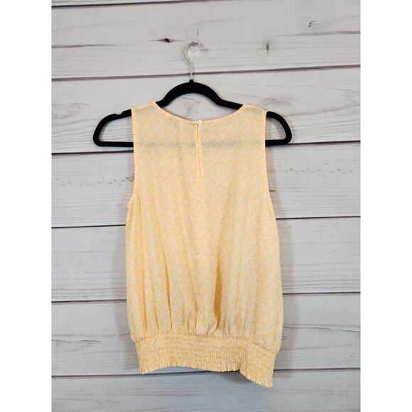 LOFT Outlet Women's Sleeveless Yellow Floral Blouse Crewneck Size XS - Picture 2 of 6